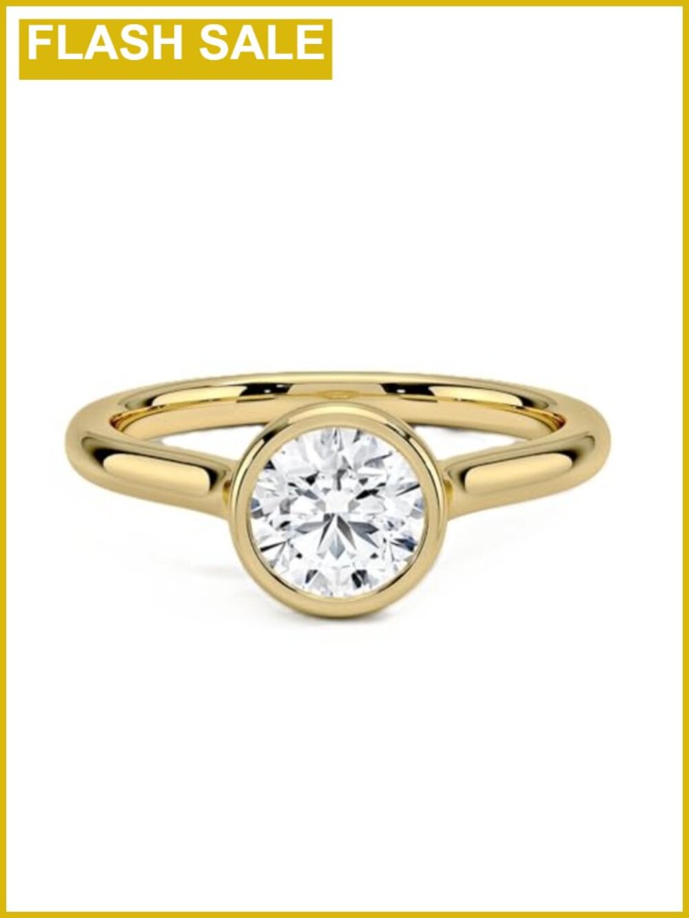 Bezel-Set Round CZ Solitaire Promise Ring 14K Gold Tone Plated Minimalist
